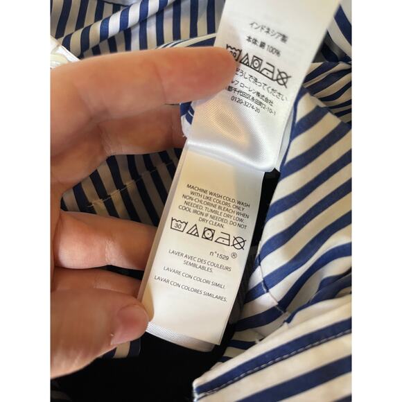 Ralph Lauren Baby Boy Navy Striped White Collar Shirt & Shorts Set | 24 Months - Picture 7 of 8